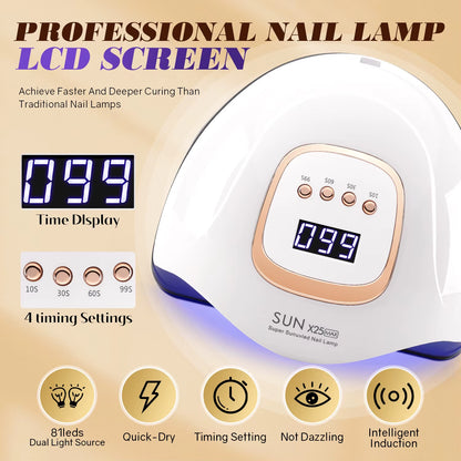 Dianabeauty 380W LED UV Lamp Dryer for Nails Gel Polish Drying Lamp with 4 Timer Setting Auto Sensor Professional Nail Light